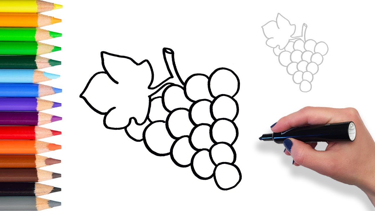 1280x720 Learn How To Draw Grapes Teach Drawing For Kids And Toddlers