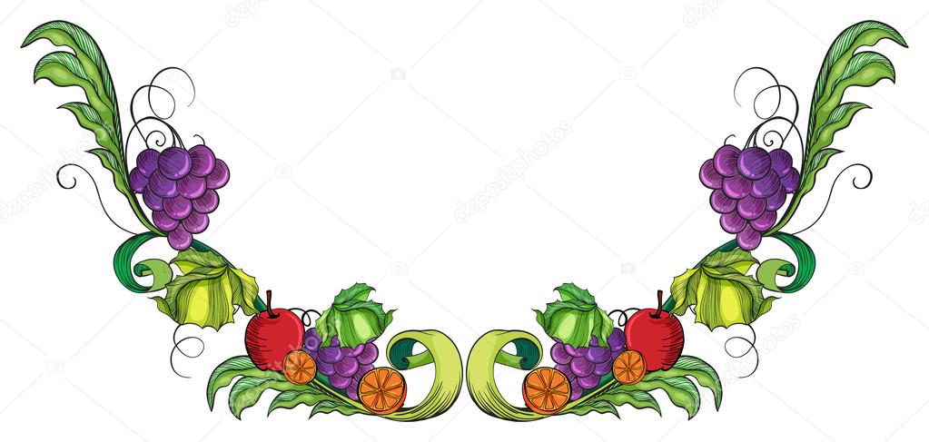 1023x487 Vine Fruit Border Stock Vector Interactimages
