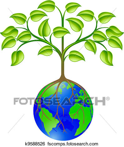 397x470 Clip Art Of World Globe Tree K9588526