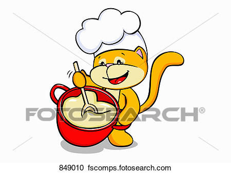 450x337 Clipart Of A Cartoon Cat Cooking 849010