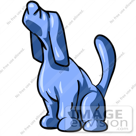 450x450 Clip Art Graphic Of A Blue Hound Dog Howling Or Sniffing