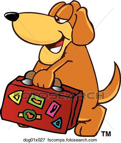 397x470 Clip Art Of Dog With Suitcase Dog01x027