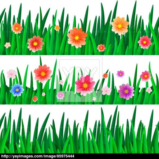 512x512 Banners With Repeating Pattern Tile Of Isolate Grass With Flowers