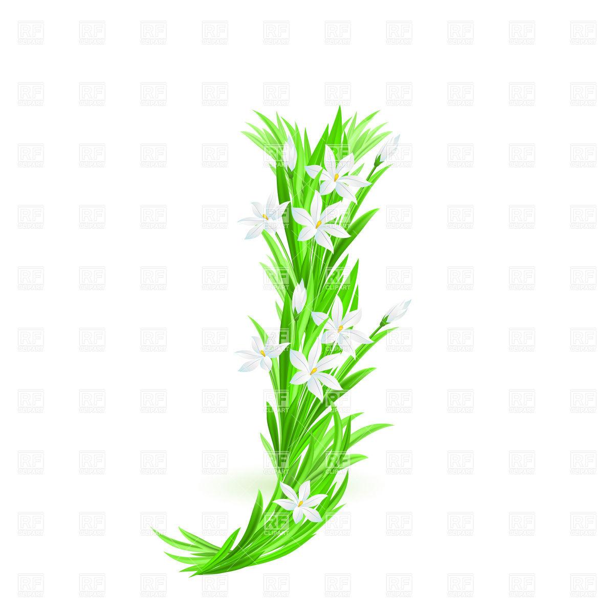 1200x1200 Grass And Spring Flowers Font Letter J Royalty Free Vector Clip