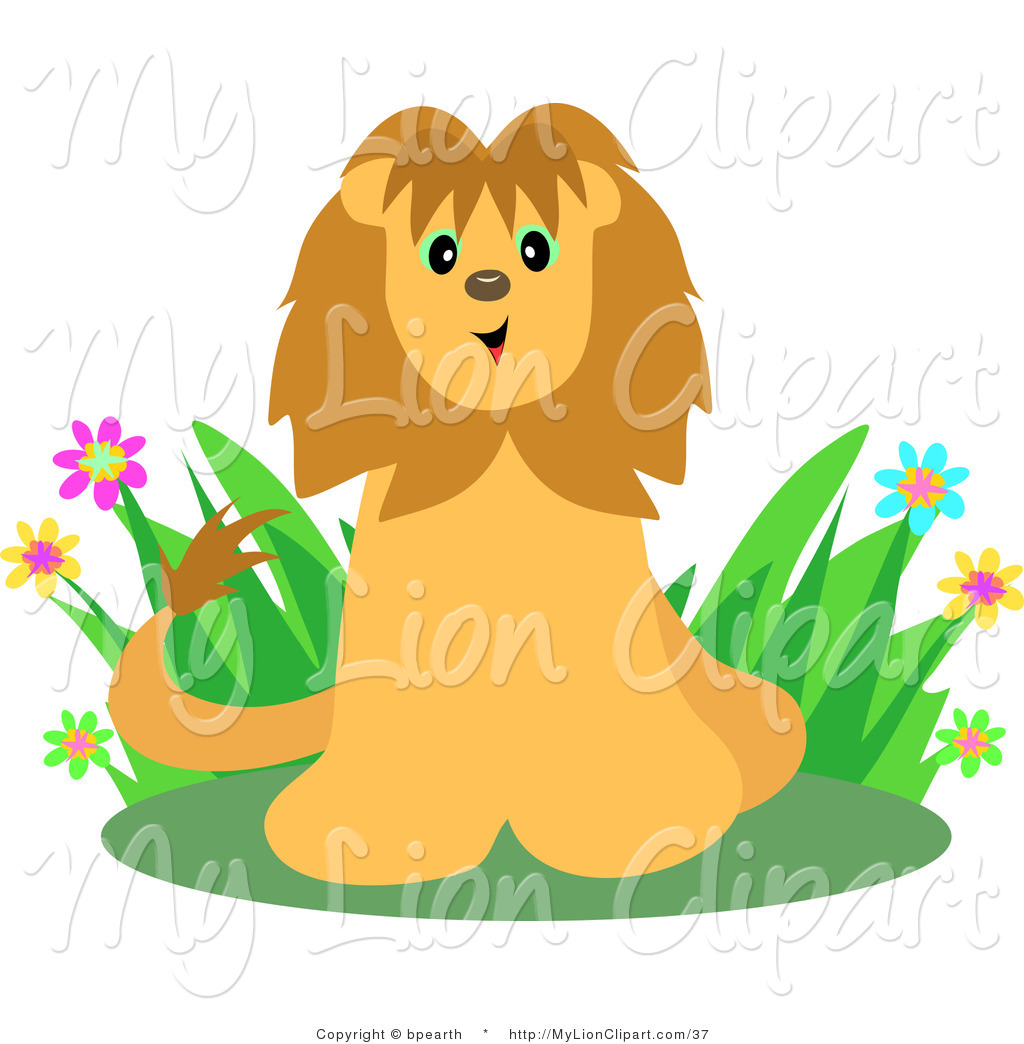1024x1044 Clipart Of A Friendly Lion Smiling Sitting In Grass