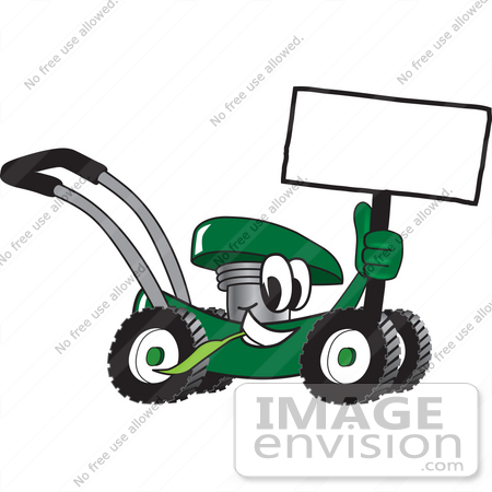 450x450 Cliprt Graphic Of Green Lawn Mower Mascot Character Holding