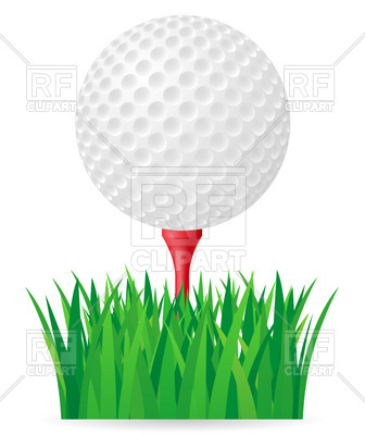 336x400 Golf Ball On Tee And Green Grass Royalty Free Vector Clip Art