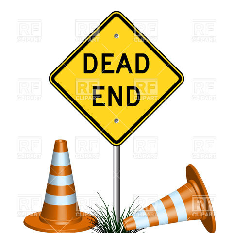 480x480 Dead End Sign With Traffic Cones And Grass Royalty Free Vector