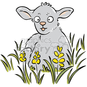300x300 Royalty Free Lamb Sitting In A Grass Field 377056 Vector Clip Art
