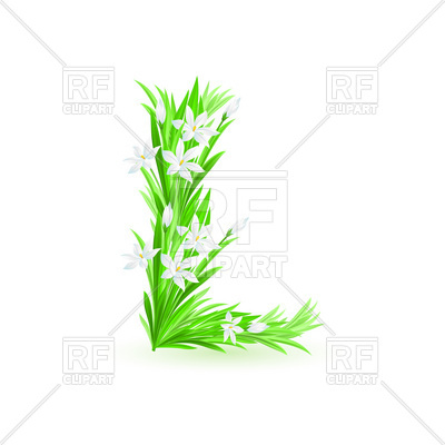 400x400 Grass And Spring Flowers Font Letter L Royalty Free Vector Clip