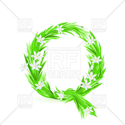 400x400 Grass And Spring Flowers Font Letter Q Royalty Free Vector Clip