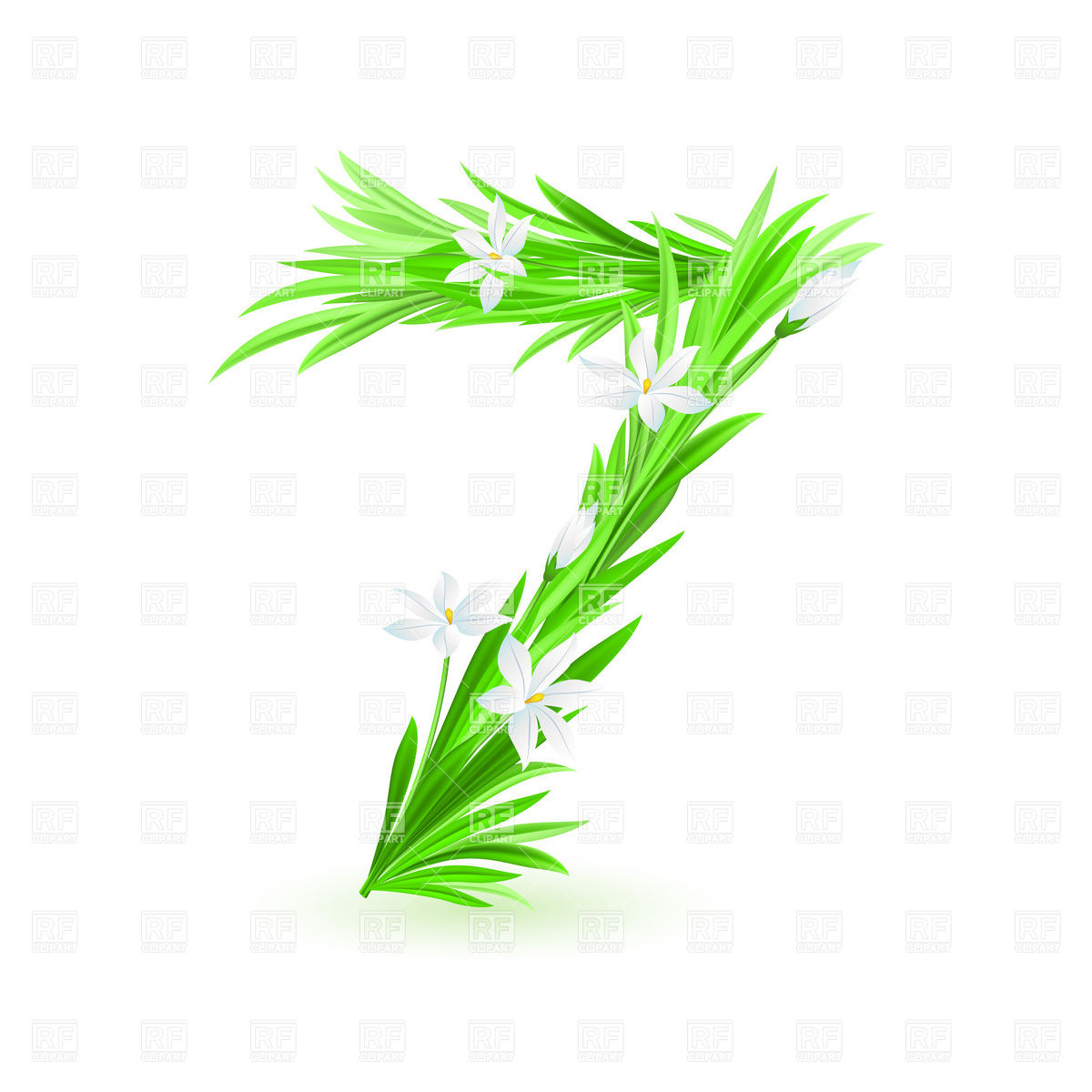 1200x1200 Grass And Spring Flowers Font Numeral 7 Royalty Free Vector Clip