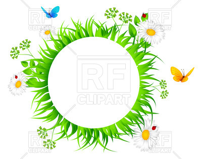 400x315 Round Summer Frame With Grass And Flowers Royalty Free Vector Clip