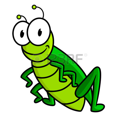 450x450 Funny Bright Green Grasshopper Cartoon Character With Big Googly