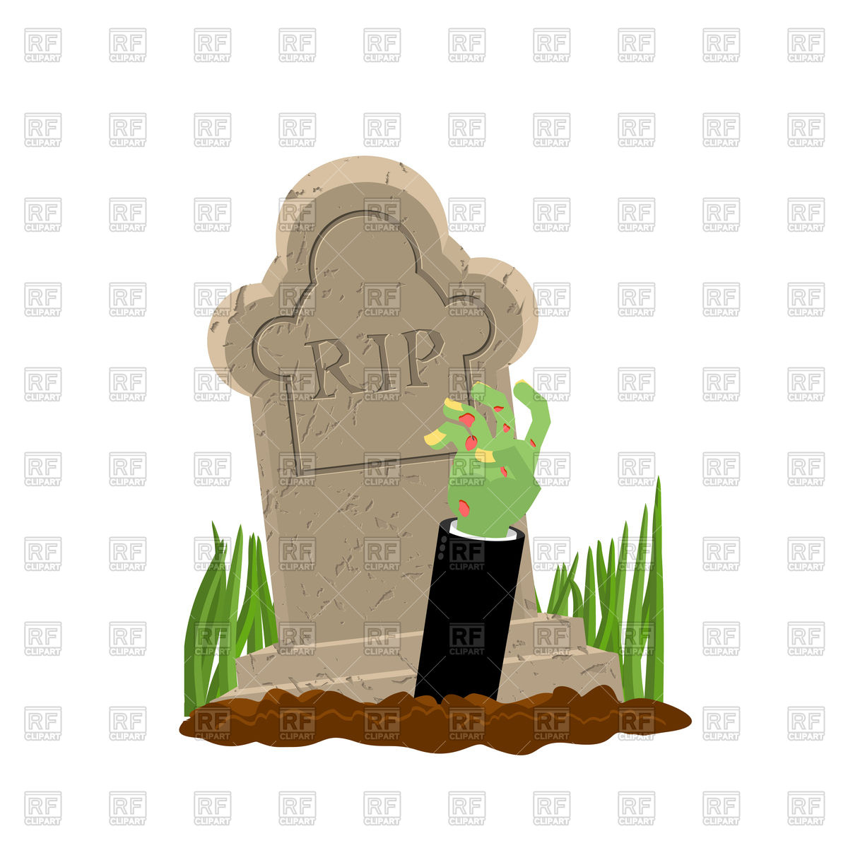1200x1200 Halloween. Grave And Hand Of Zombie. Royalty Free Vector Clip Art