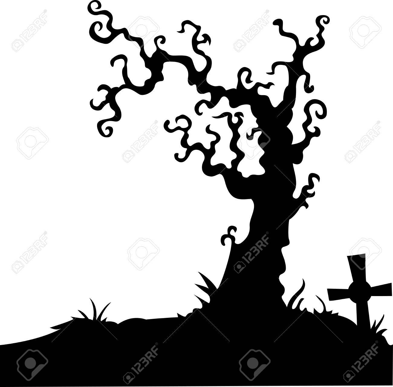 1300x1281 Illustration Of Grave With Dead Tree On White Royalty Free