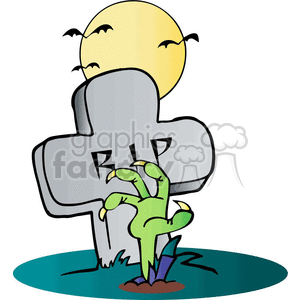 300x300 Royalty Free Cartoon Zombie Crawling Out Of A Grave 383615 Vector