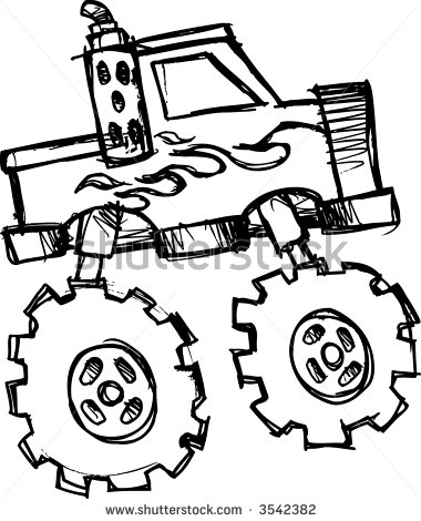 380x470 Coloring Pages Nice Monster Truck Sketch Clip Art Stock Vector