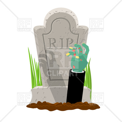 400x400 Grave And Hand Of Zombie. Halloween. Royalty Free Vector Clip Art
