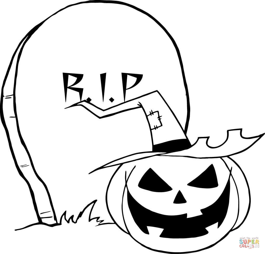 1020x976 R.i.p. Gravestone Pumpkin Coloring Page Free Printable Coloring