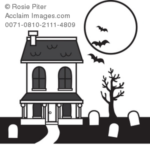 300x290 Haunted House With Vampire Bats And Graveyard Royalty Free (Rf