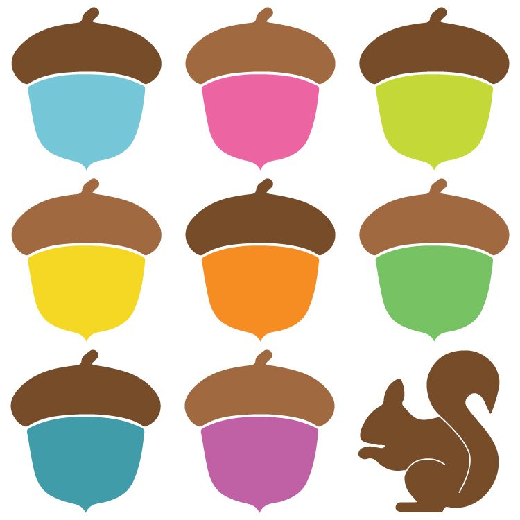 750x750 Acorn Clip Art + Cut Files