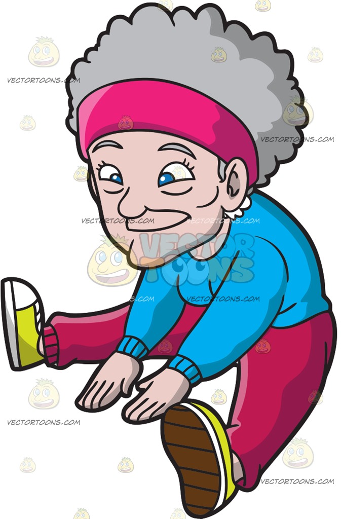 675x1024 An Old Woman Stretches Before A Workout At A Graveyard Cartoon