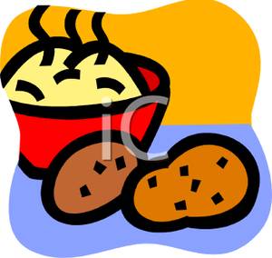 300x284 Potatoes Next To A Bowl Of Staming Mashed Potatoes Clip Art Image