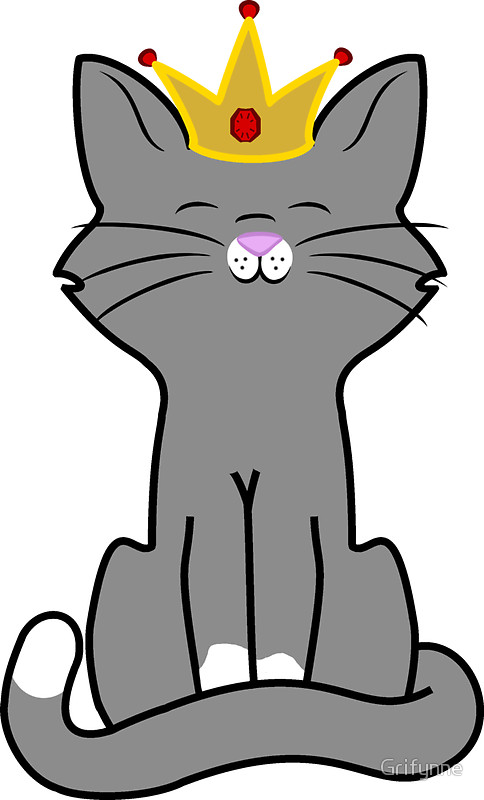 484x800 Gray Cat Princess With Gold Crown Stickers By Grifynne Redbubble