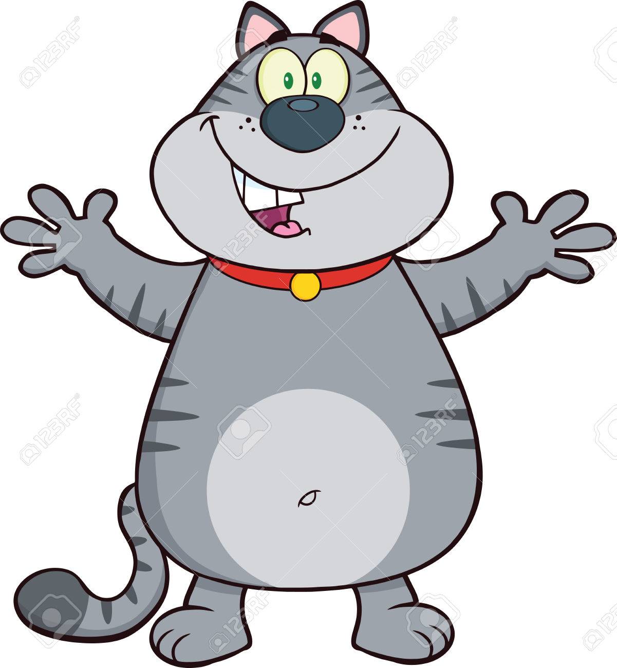 1201x1300 Happy Gray Cat Cartoon Mascot Character With Open Arms For Hugging