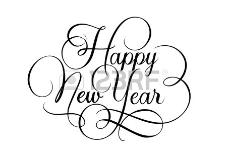450x318 Happy New Year Lettering With Swirls. New Year Day Design Element