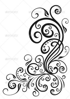 236x333 Swirl Floral Design Ornaments, Black Colored.each Element Easily