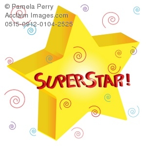 300x300 Clip Art Illustration Of 3d Star With Superstar Text