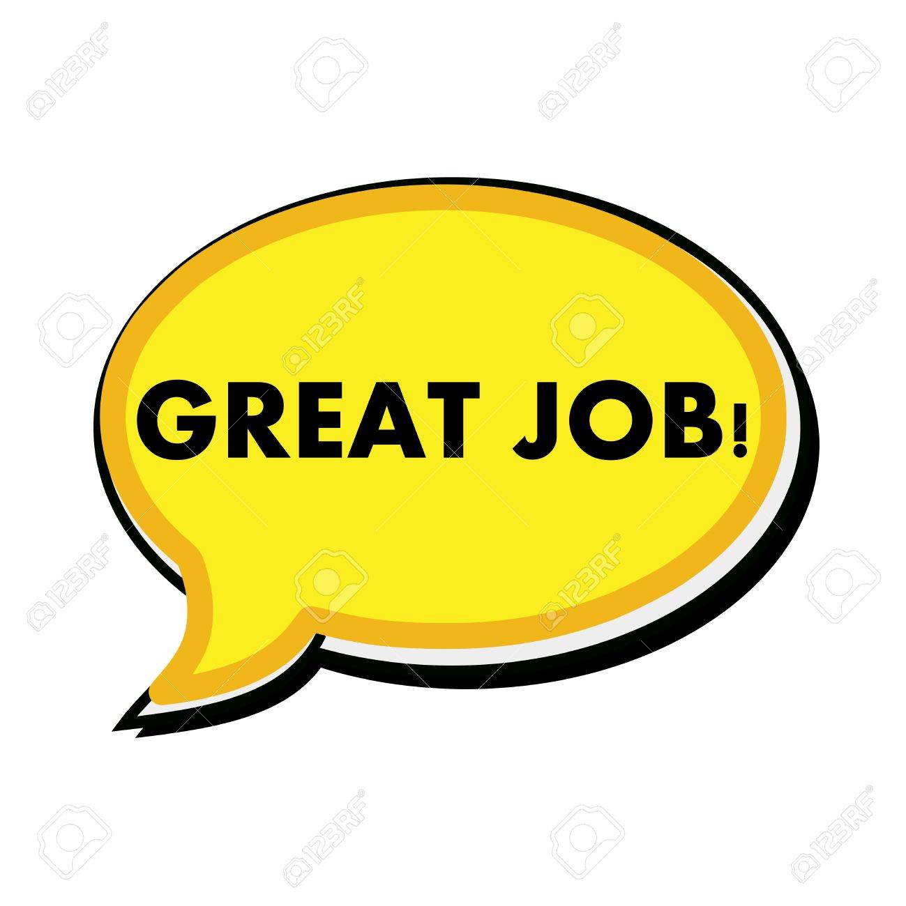 1299x1300 Great Job Wording On Yellow Speech Bubbles Stock Photo, Picture