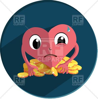 396x400 Heart Character In Fear And Greed Royalty Free Vector Clip Art