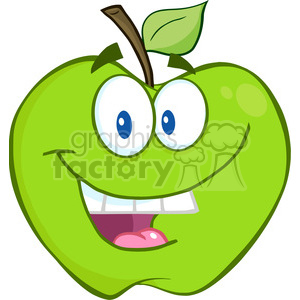 300x300 Royalty Free 5752 Royalty Free Clip Art Smiling Green Apple