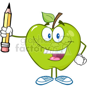 300x300 Royalty Free 5788 Royalty Free Clip Art Happy Green Apple Holding