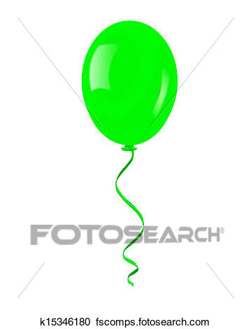 359x470 Clipart Of Single Green Balloon. K15346180