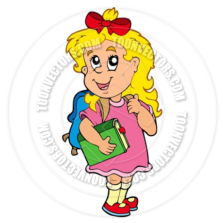 460x460 Cartoon School Girl With Green Book By Clairev Toon Vectors Eps