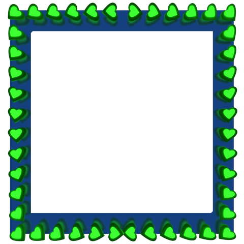 480x480 Green Love Hearts Reflection On Blue Square Border 3d Borders