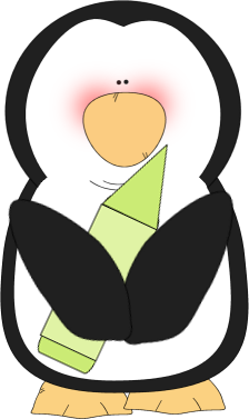 224x377 Penguin With A Green Crayon Clip Art