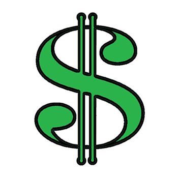 350x350 Dollar Sign Temporary Tattoo Features A Sleek, Green Design