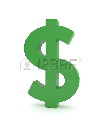 356x450 Isolated Green Dollar Sign On White Background. American Currency