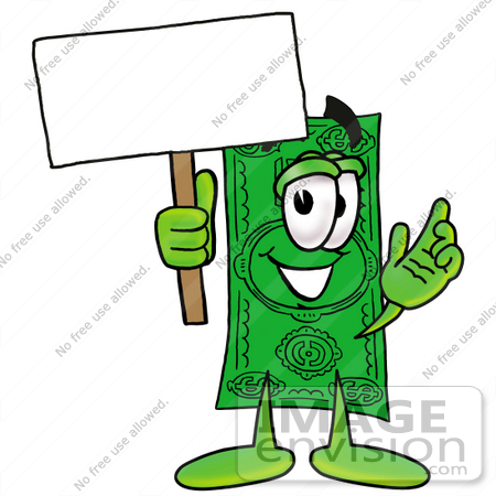 450x450 Clip Art Graphic Of A Flat Green Dollar Bill Cartoon Character