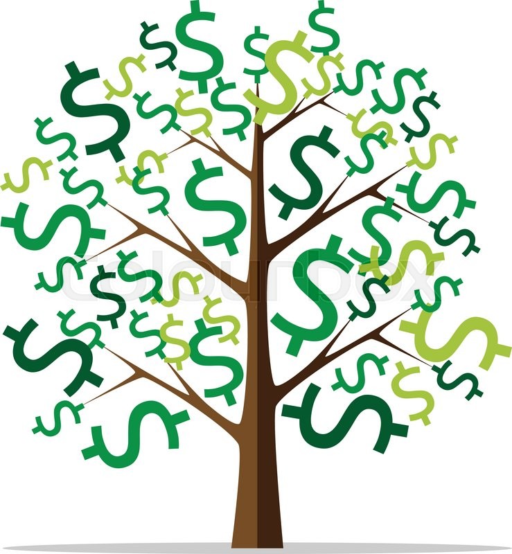 739x800 Money Tree With Green Dollar Signs Isolated On White Background