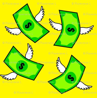 392x400 Green Flying Money Dollar Signs Notes Banknotes Pop Art Wings