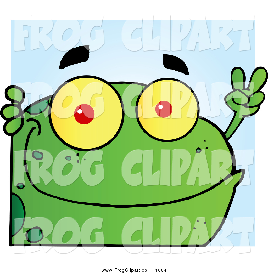 1024x1044 Clip Art Of A Green Frog With Peaceful Hand Gesture