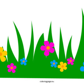 268x268 Grass With Flowers Clip Art Coloring Page Coloring Pages Green