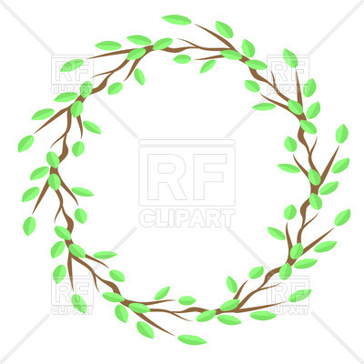 400x400 Frame With Green Leaves Royalty Free Vector Clip Art Image