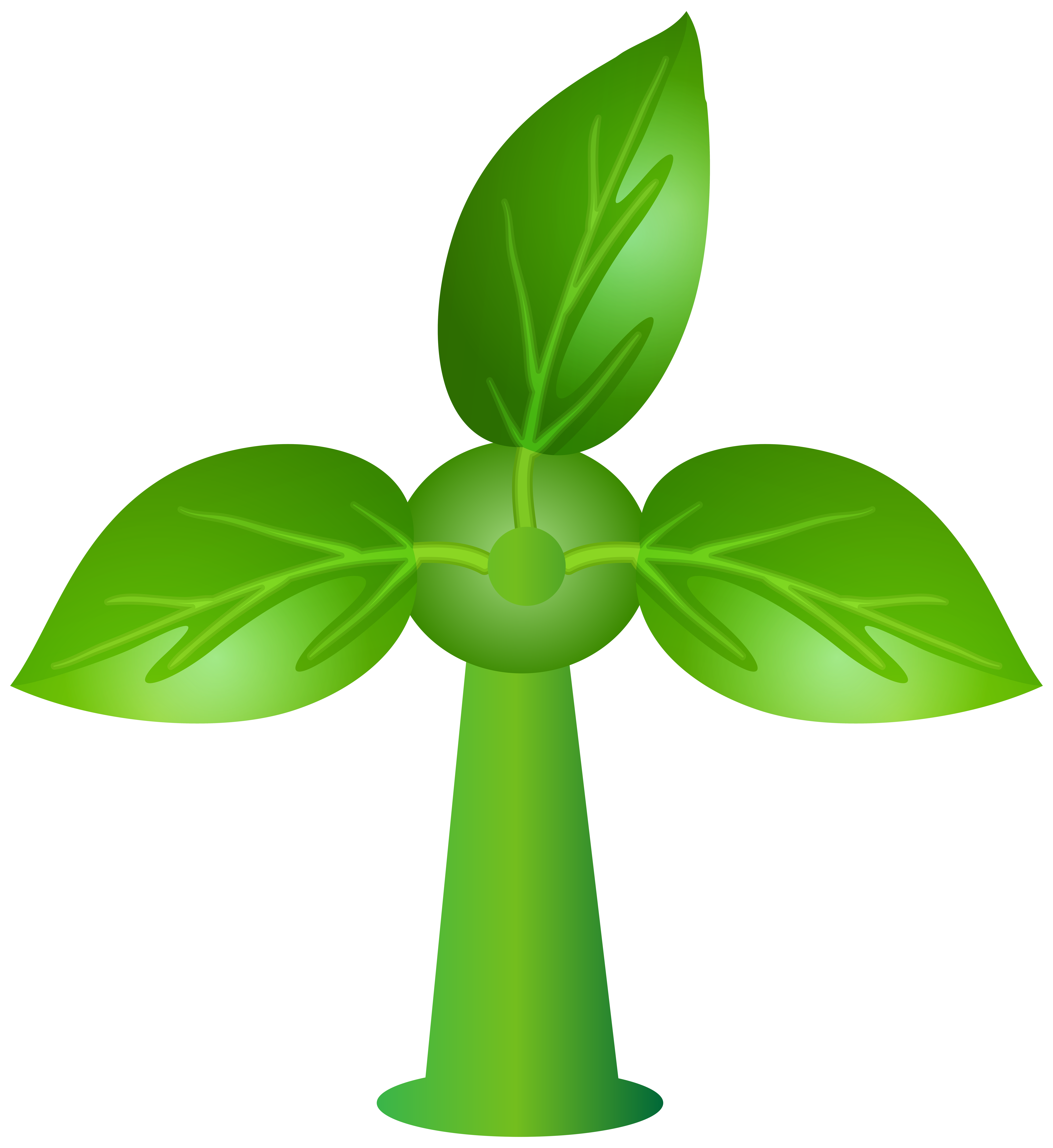 7338x8000 Green Leaves Wind Turbine Png Clip Art